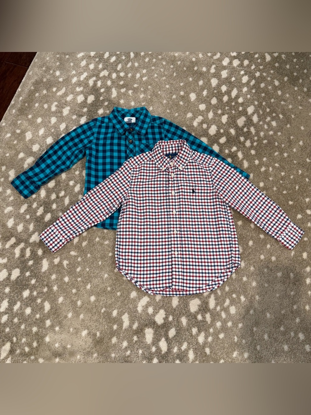 Bundle (2) Long-Sleeve Plaid Button-Down Shirts Ralph Lauren/Old Navy. Size 4/4T